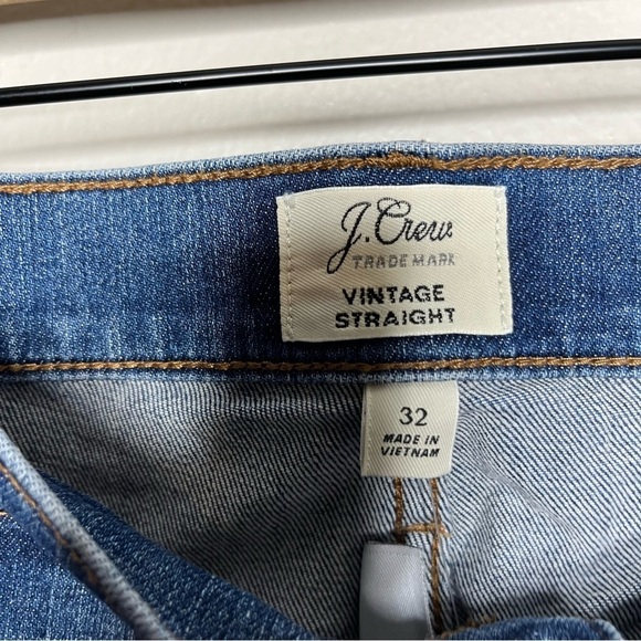 J. Crew Women Jeans 32" Vintage Straight Button Front Frayed Hem Mid Denim Wash - Picture 3 of 9